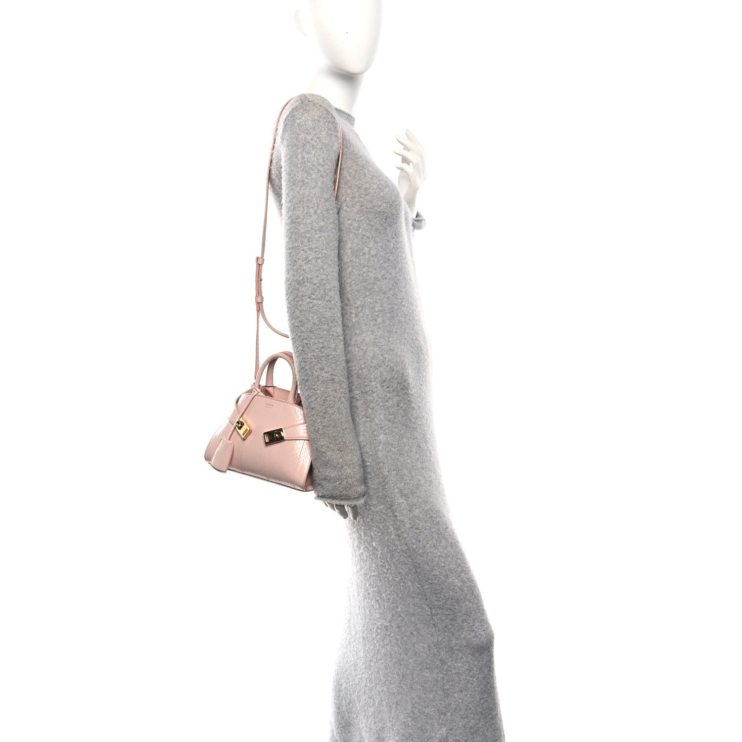 Snakeskin XS Hug Bag Rose Bon Bon