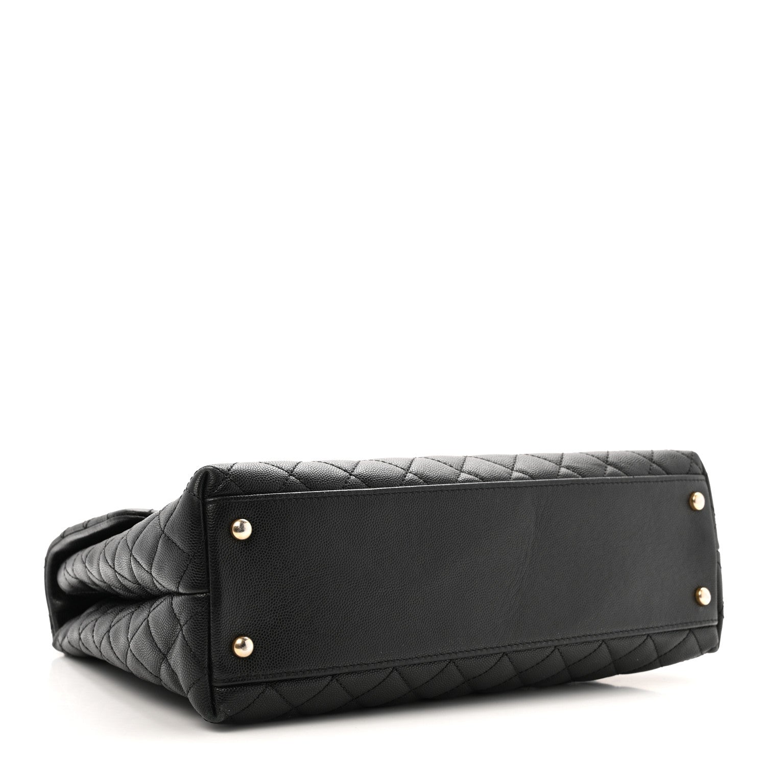 Caviar Lizard Quilted Large Coco Handle Flap Black