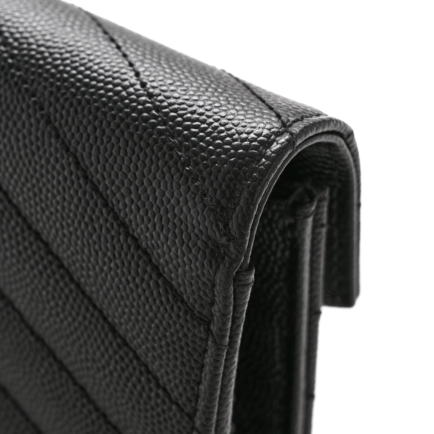 Grain De Poudre Matelasse Chevron Monogram Monochrome Envelope Chain Wallet Black