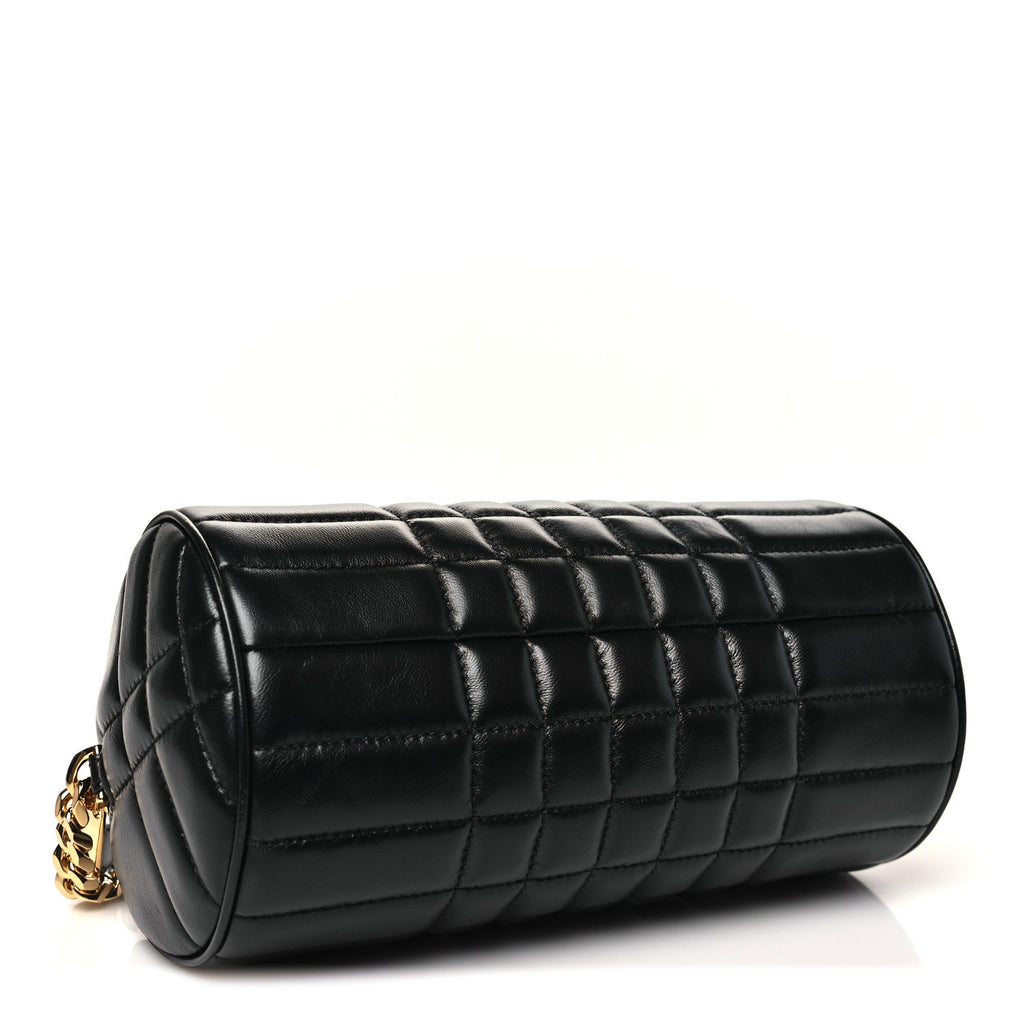 Lambskin Exploded Quilted Check New Barrel Bag Black