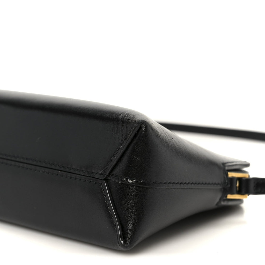 Shiny Calfskin Pouch On Strap Black