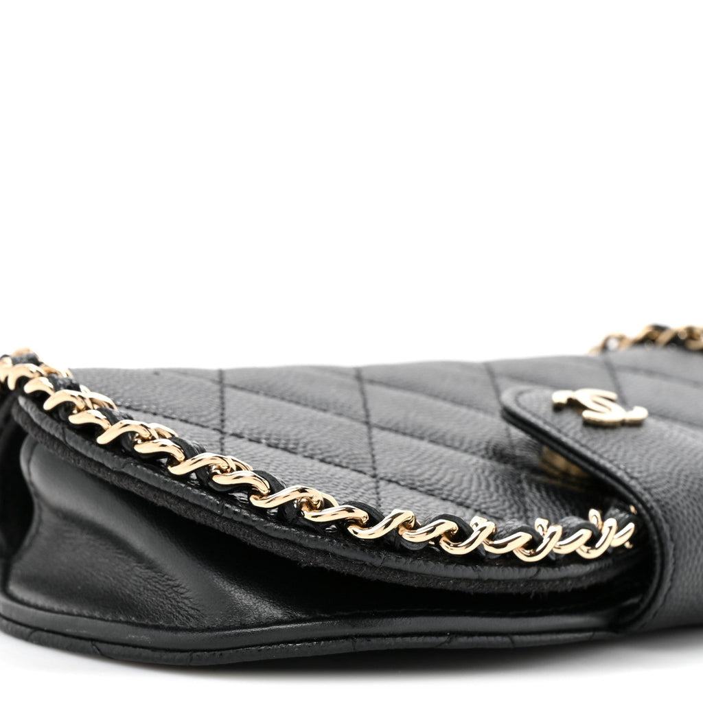 Caviar Quilted Chain Glasses Case Black