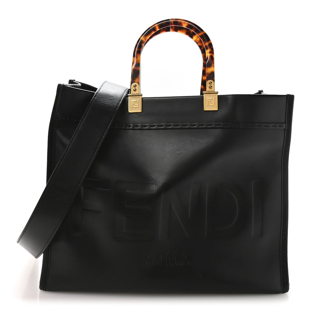 Vitello King Plexiglass Medium Fendi Sunshine Shopper Tote Black