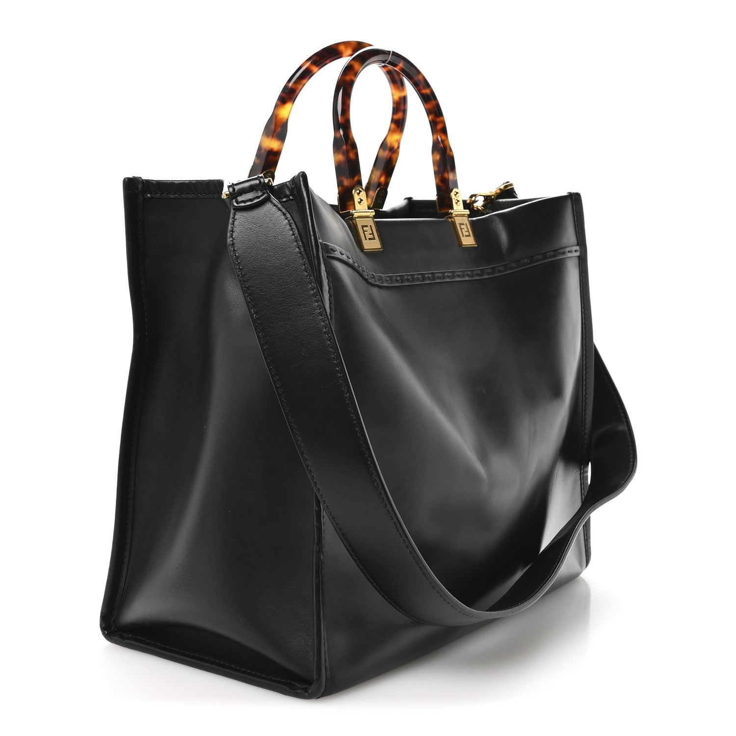 Vitello King Plexiglass Medium Fendi Sunshine Shopper Tote Black