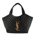 Lambskin Quilted Medium Icare Shopping Tote Black