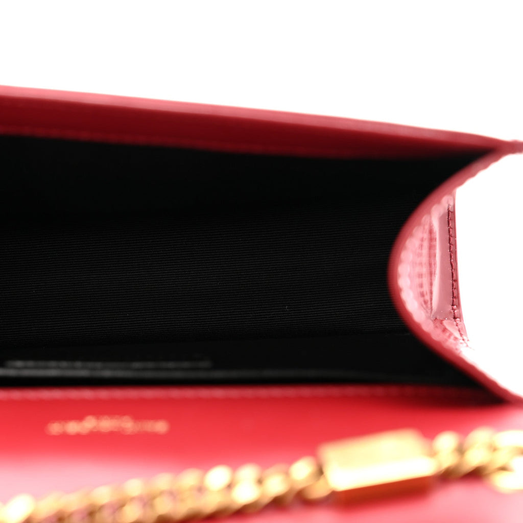Nappa Patent Calfskin Two-Toned Small Monogram Kate Satchel Off White Oxblood Red