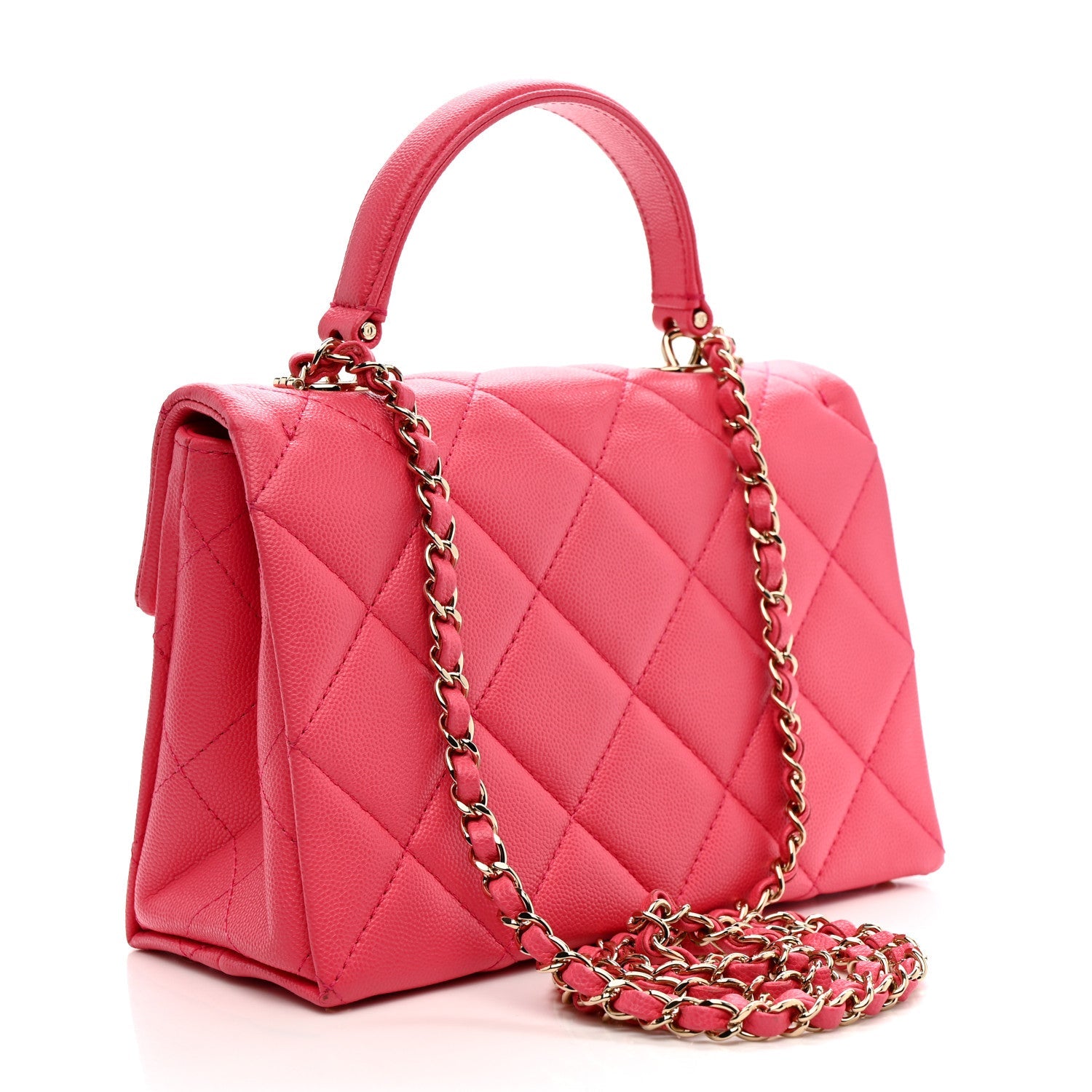 Caviar Quilted Mini Retro Twist Top Handle Flap Pink