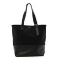 Canvas Calfskin T-Bar Shopping Bag Black