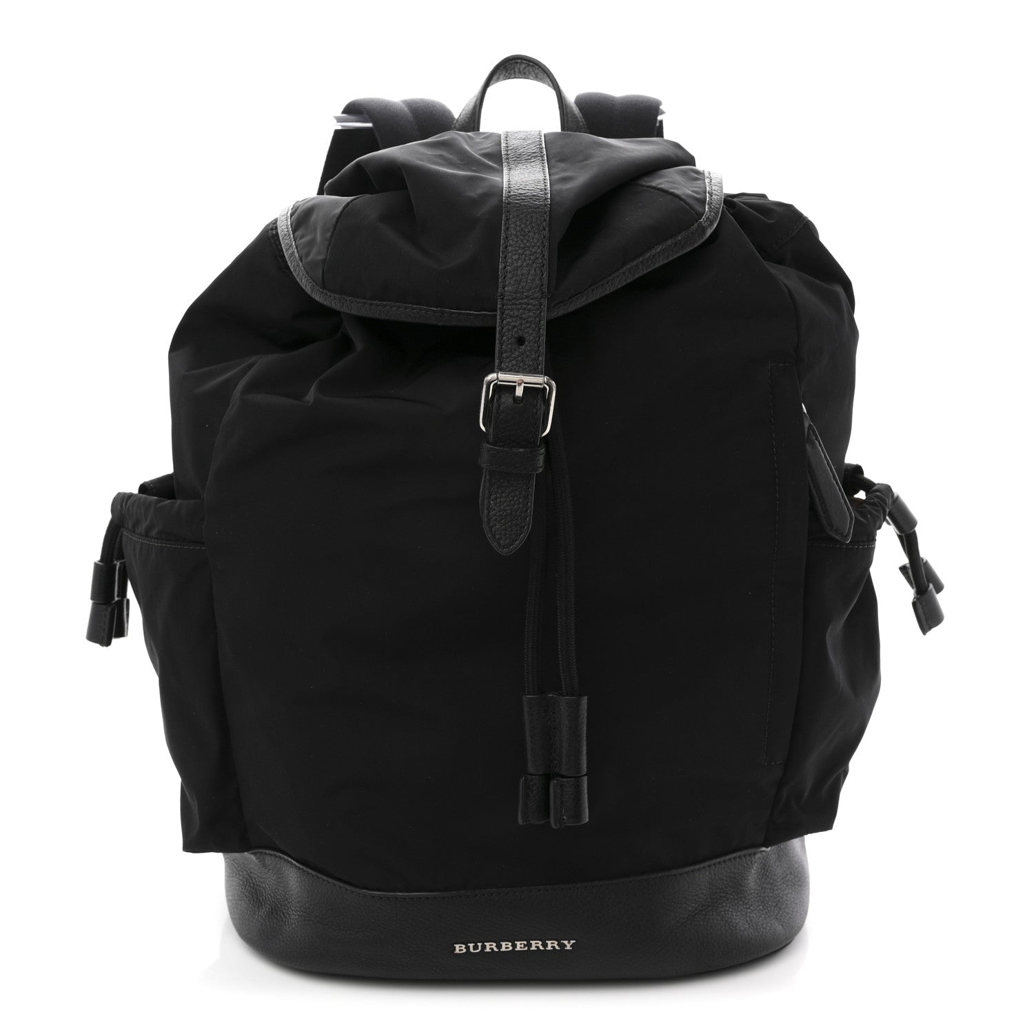 Nylon Grained Calfskin Watson Diaper Bag Black