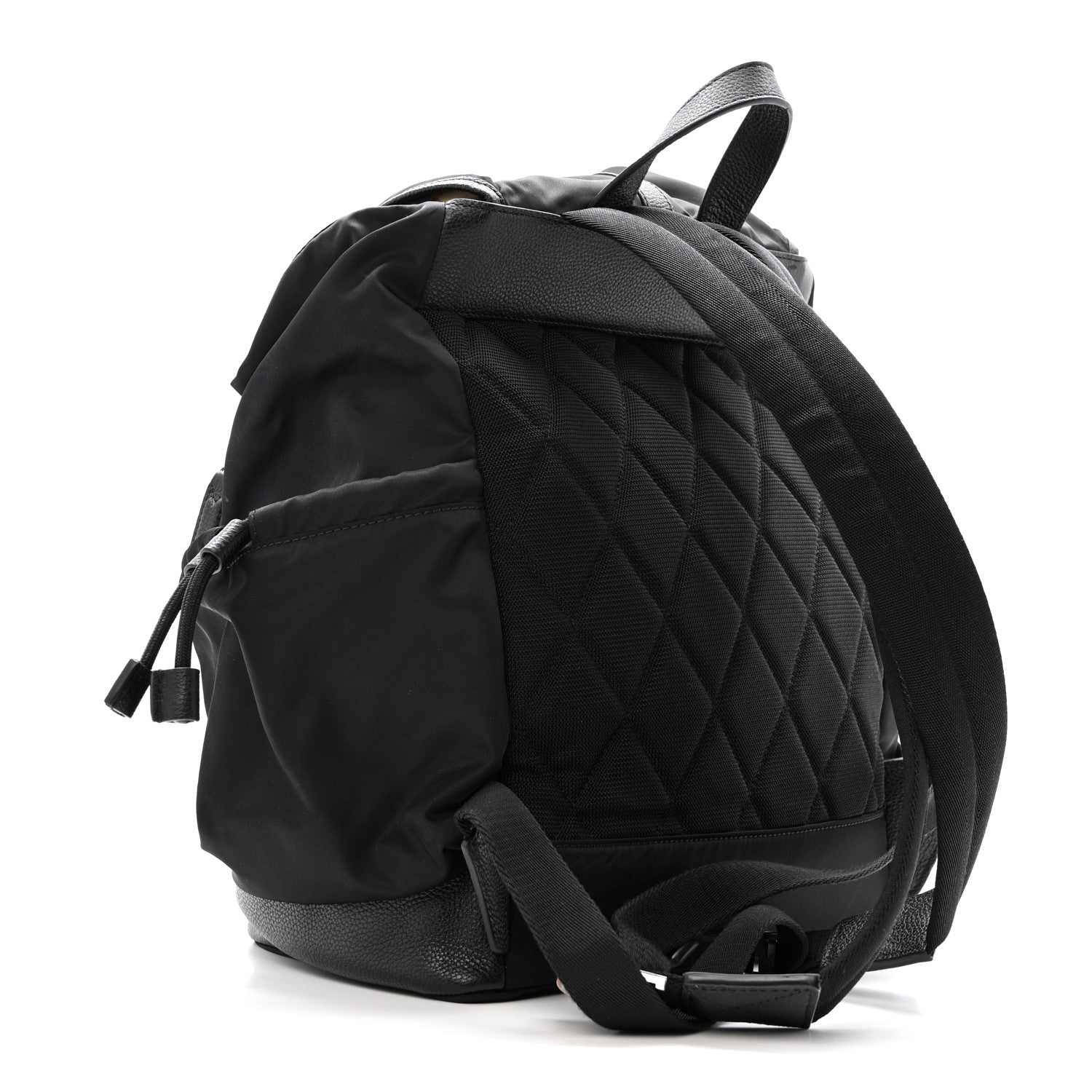 Nylon Grained Calfskin Watson Diaper Bag Black