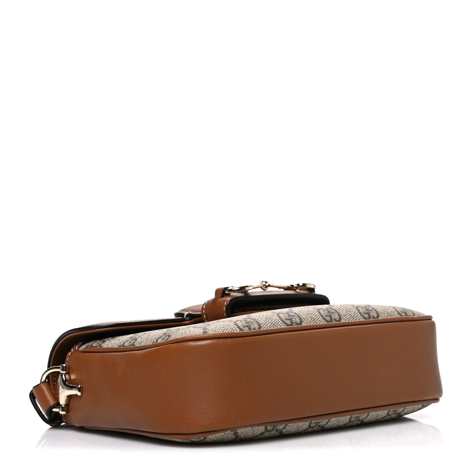 GG Supreme Monogram Horsebit 1955 Soft Small Shoulder Bag Beige Brown Sugar