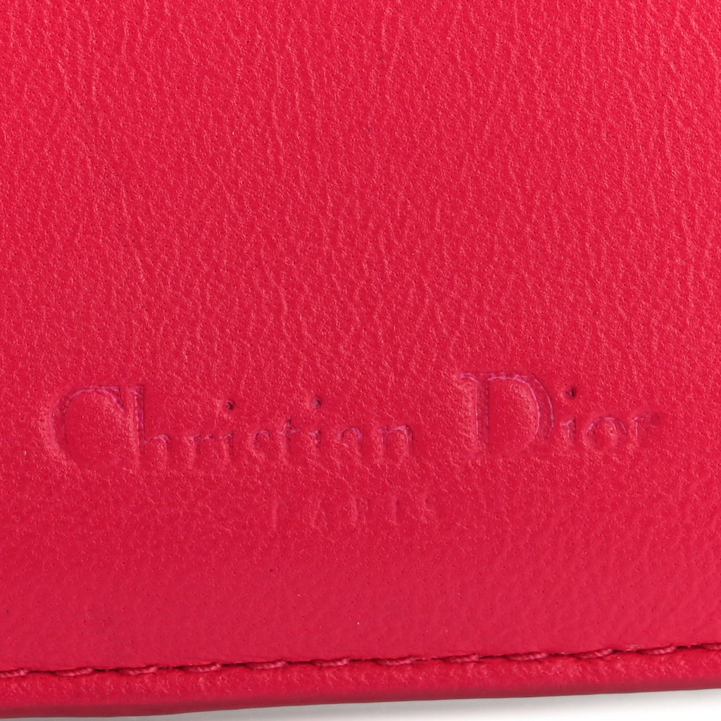 Lambskin Cannage Bi-Color Lady Dior Flap  Holder Black Pink