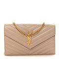 Grain De Poudre Matelasse Chevron Monogram Chain Wallet Dark Beige