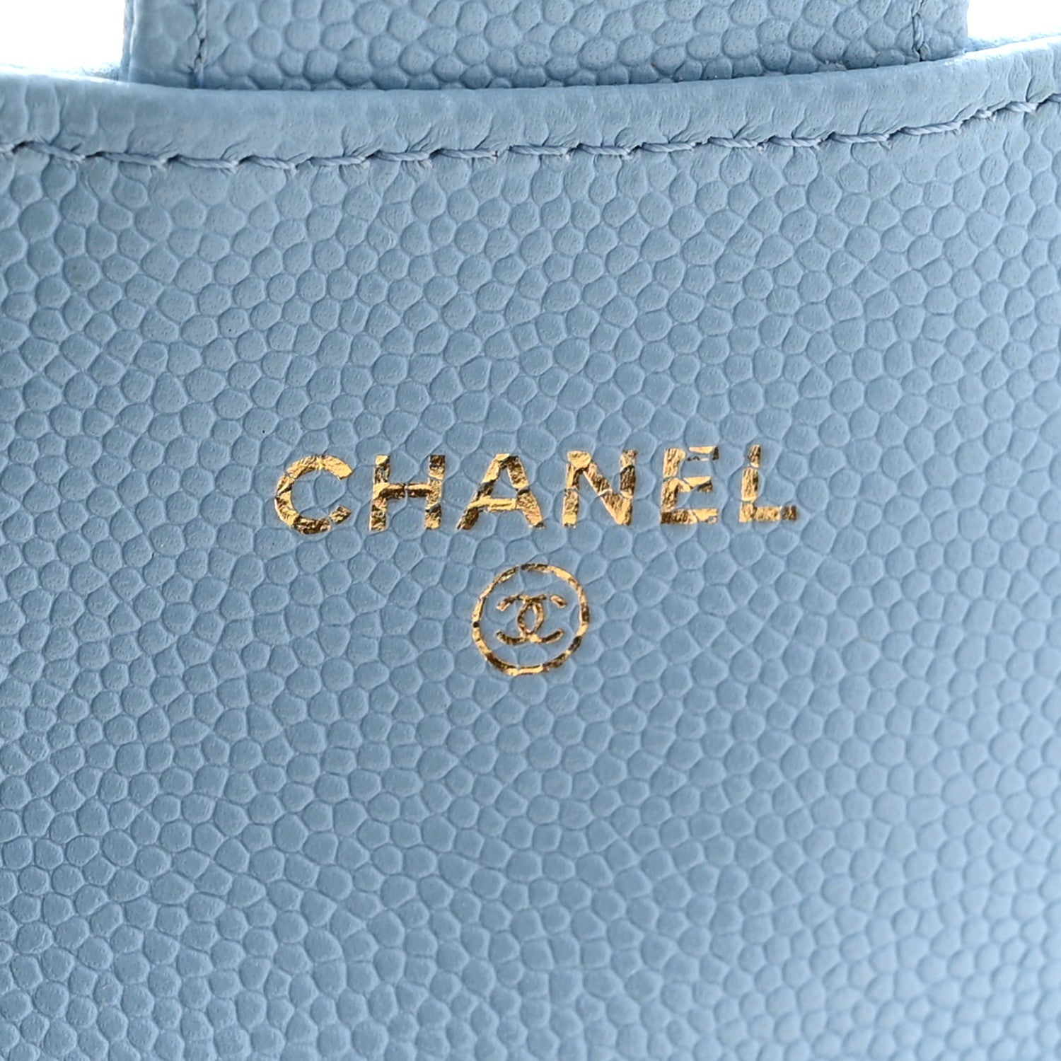 Caviar Quilted Flap  Holder Wallet Light Blue