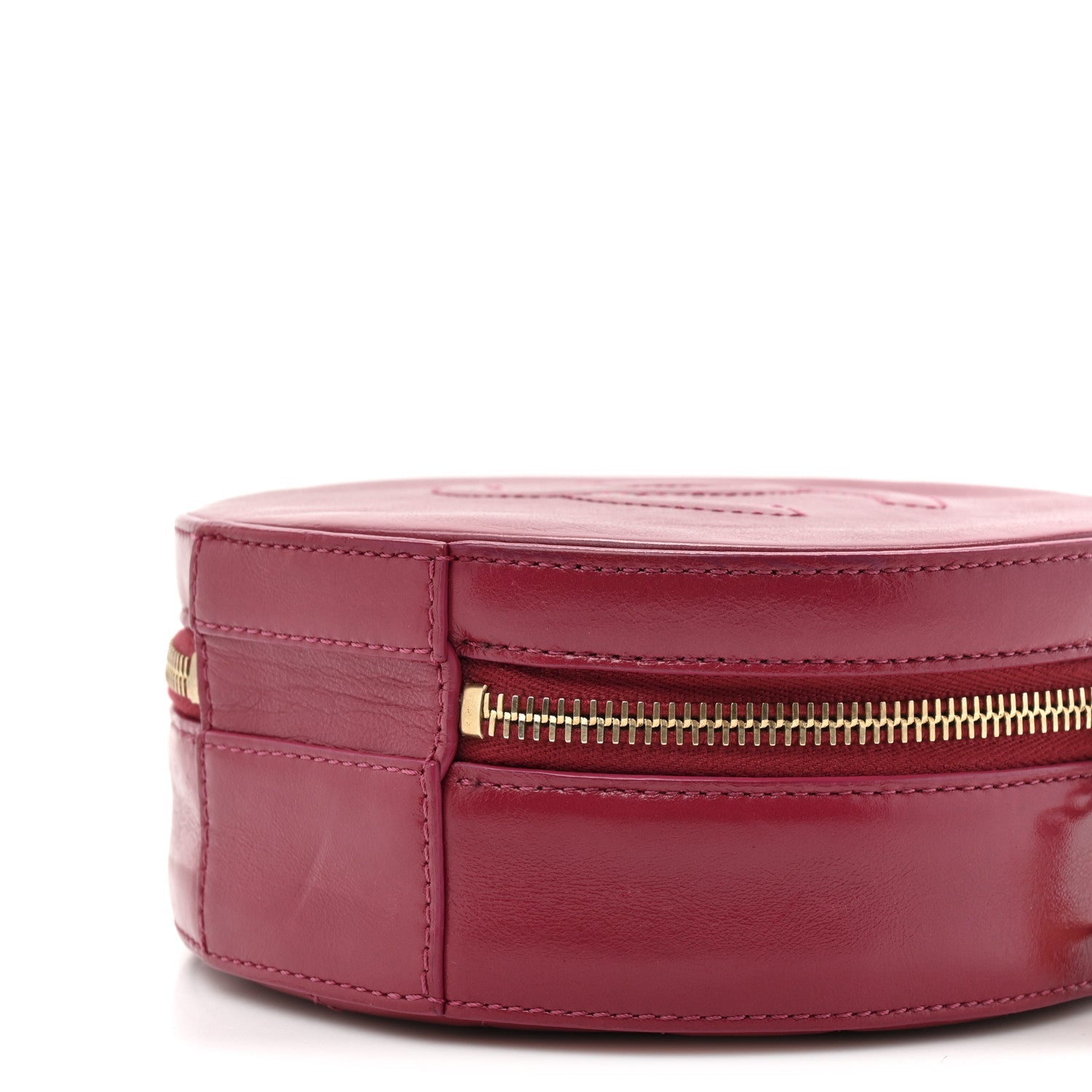 Glazed Calfskin Round As Earth Evening Bag Rouge