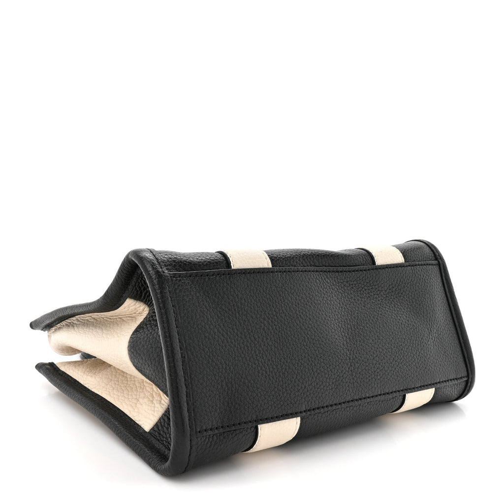 Grained Calfskin Small The Tote Bag Ivory Black