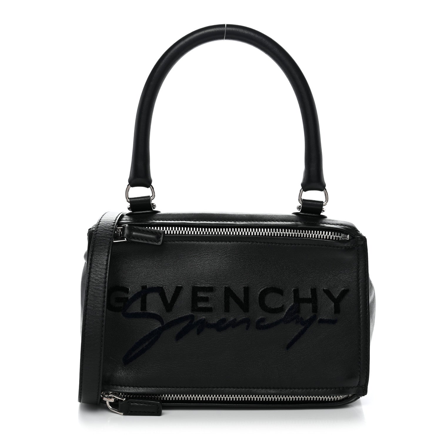 Sugar Goatskin Velvet Logo Small Pandora Black