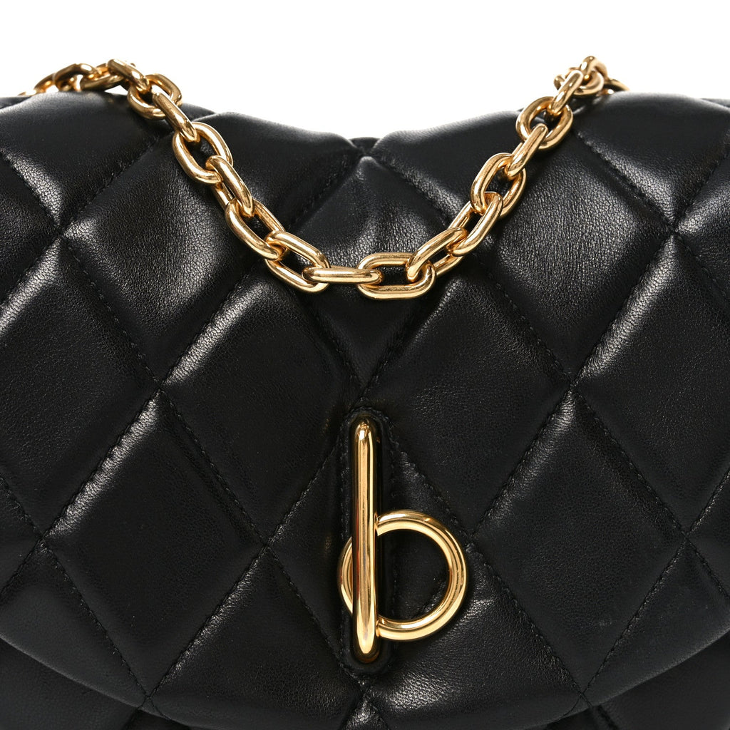 Lambskin Quilted Rocking Horse Shoulder Bag Black