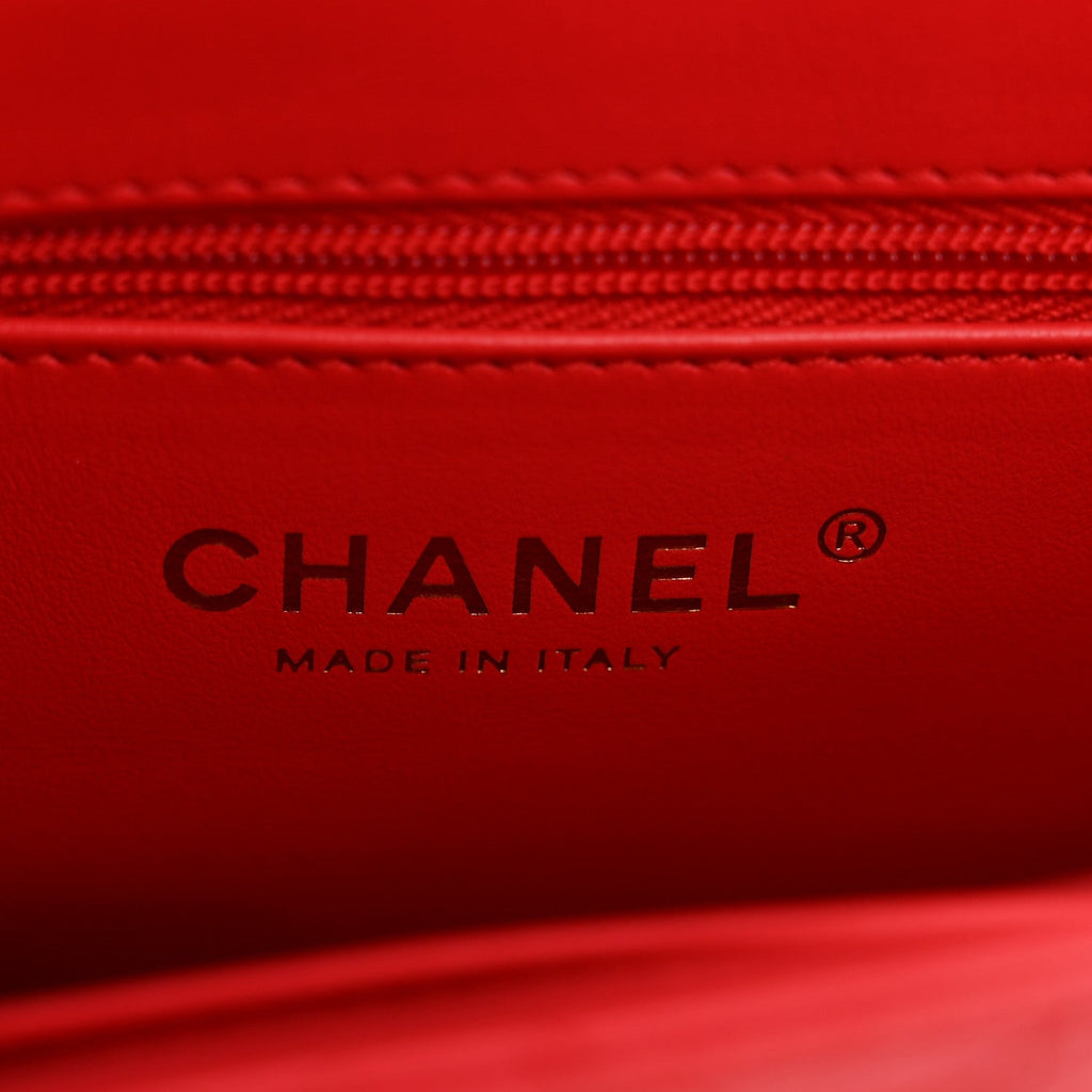 Shiny Aged Calfskin Quilted Nano Kelly Shopper Red
