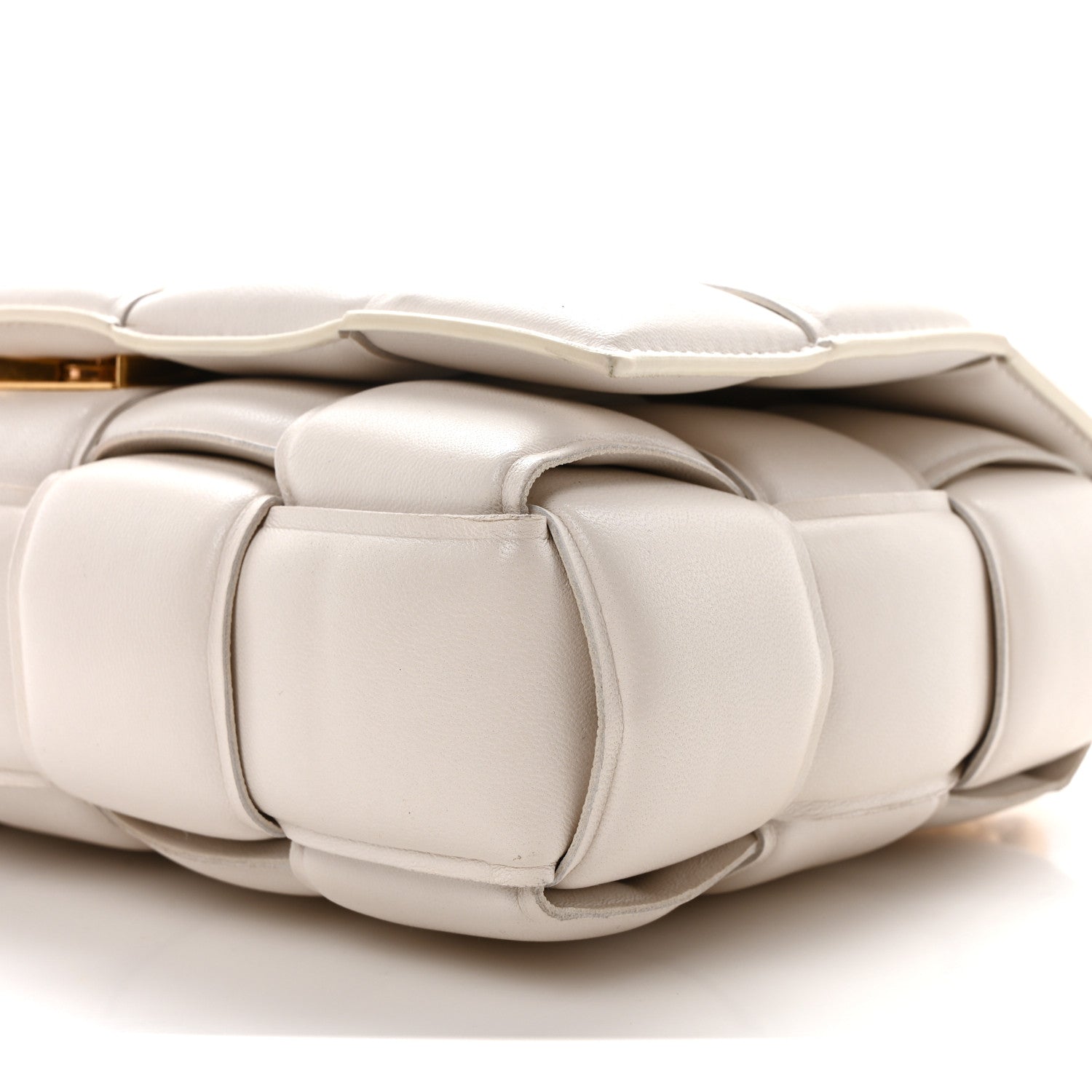 Lambskin Maxi Intreccio Padded Chain Cassette Crossbody Bag White