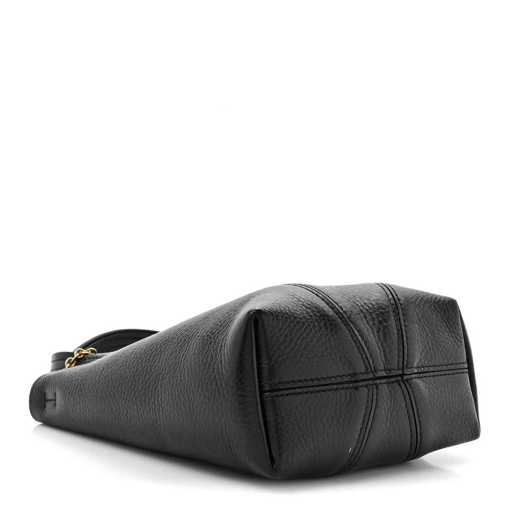 Grained Calfskin Small Spin Tote Black