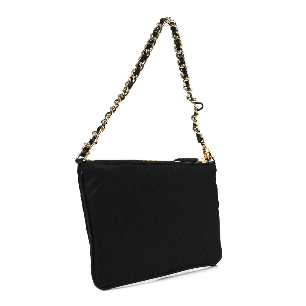 Re-Nylon Tessuto Impuntu Quilted Re-Edition 1995 Chaine Pouch Black
