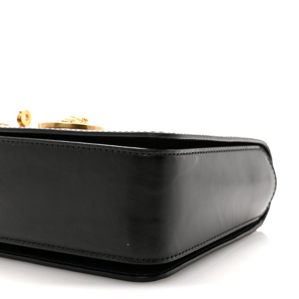 Calfskin Medallion Tribute Shoulder Bag  Black