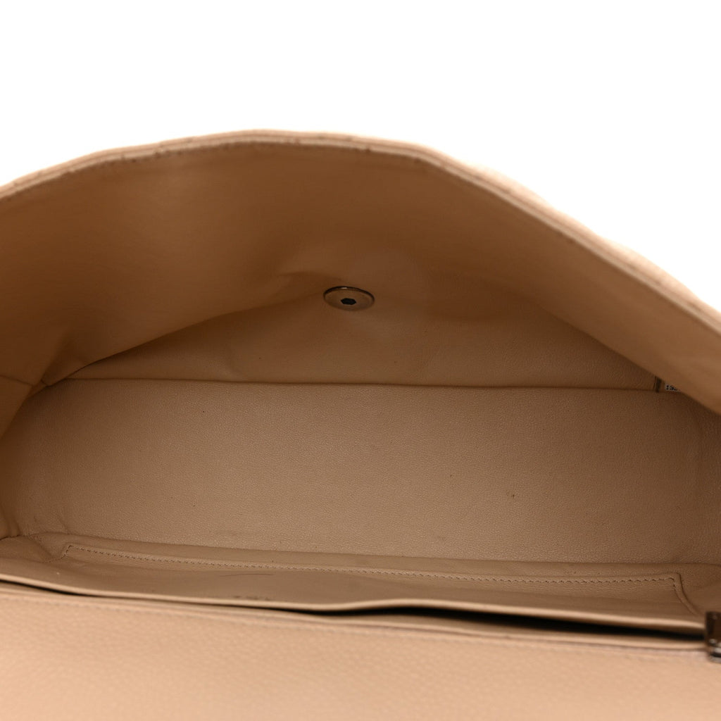 Caviar Quilted Jumbo Single Flap Beige Clair