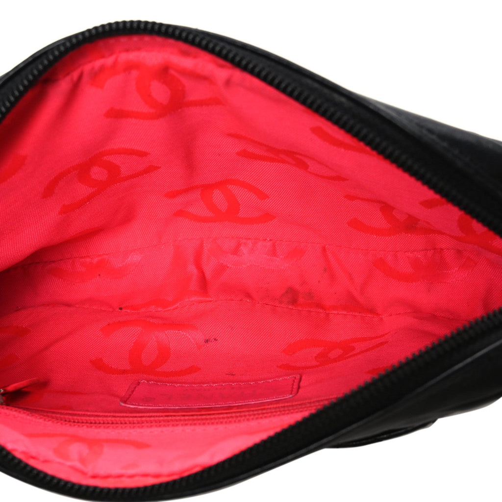 Calfskin Quilted Cambon Pochette Black