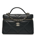 Caviar Quilted Top Handle Slim Vanity With Chain Black