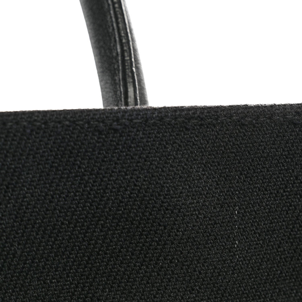 Linen Calfskin Rive Gauche North South Tote Black