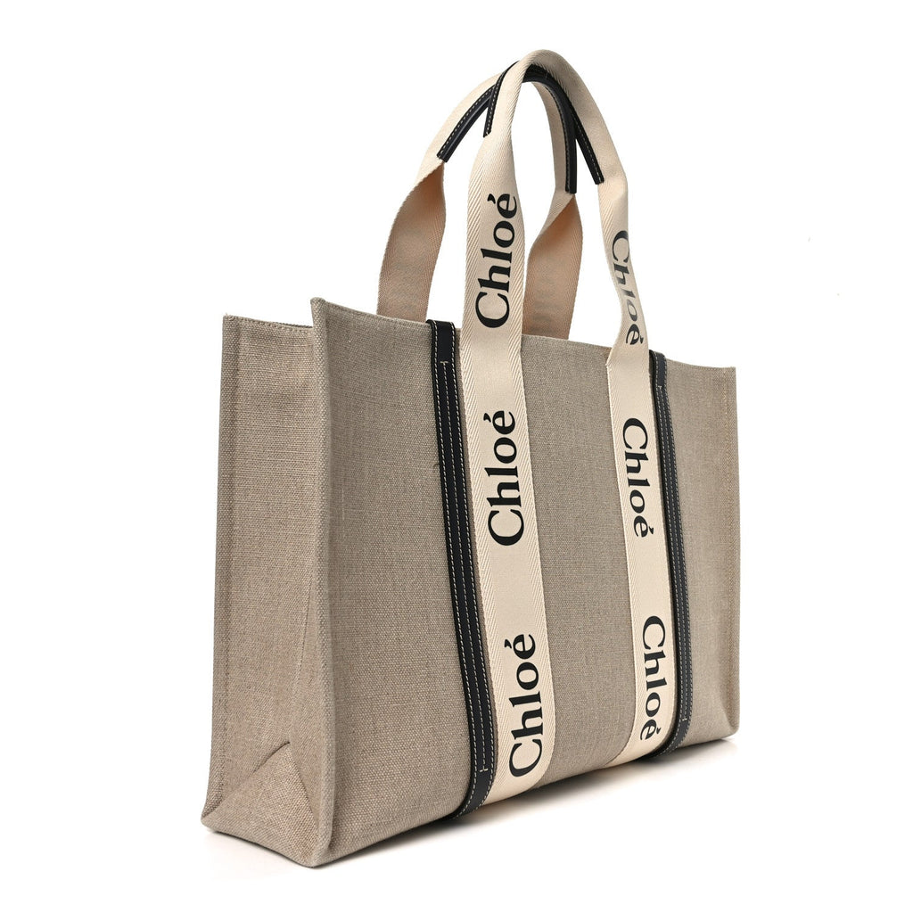 Cotton Calfskin Large Woody Ribbon Tote White Blue