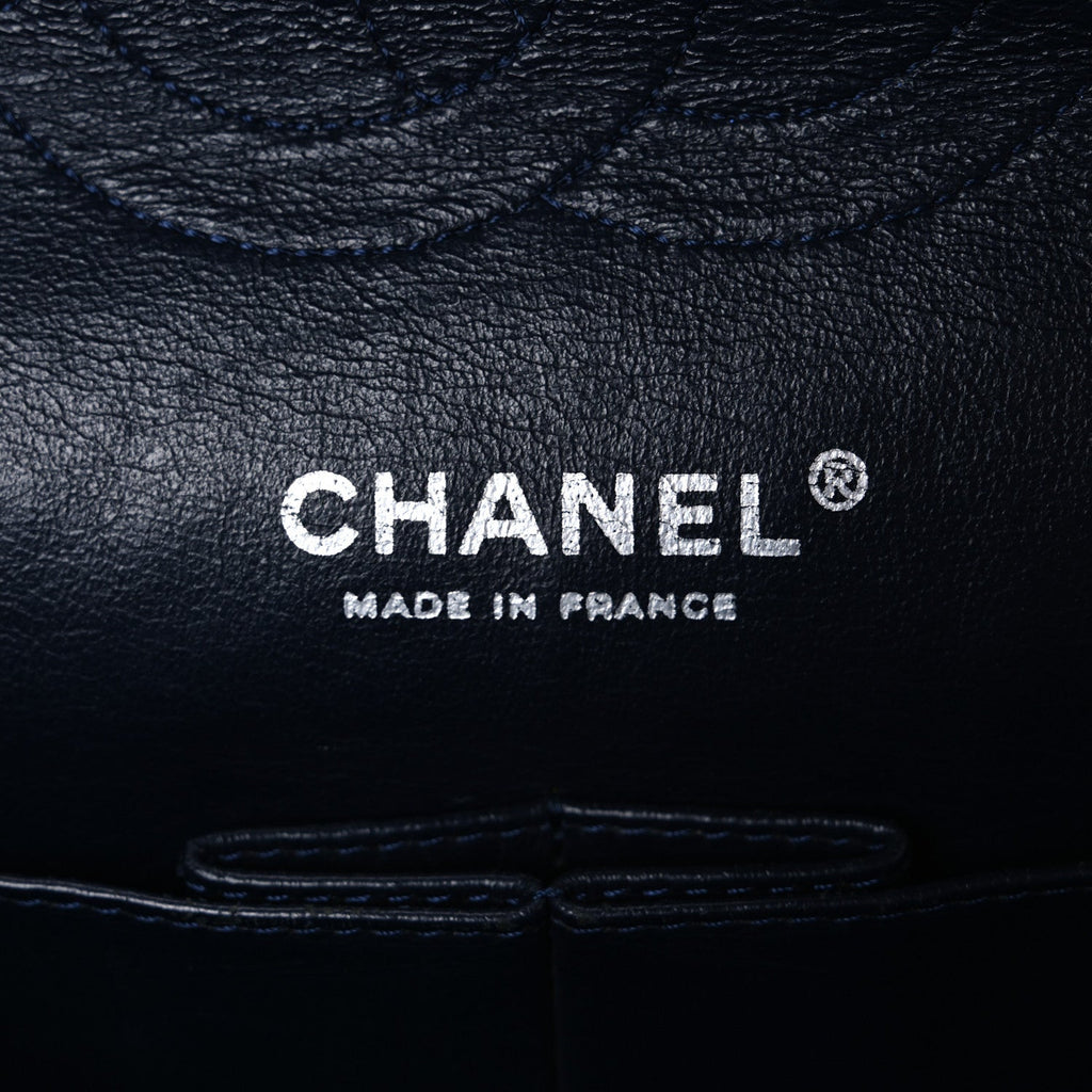 Metallic Lambskin Quilted Medium Double Flap Turquoise