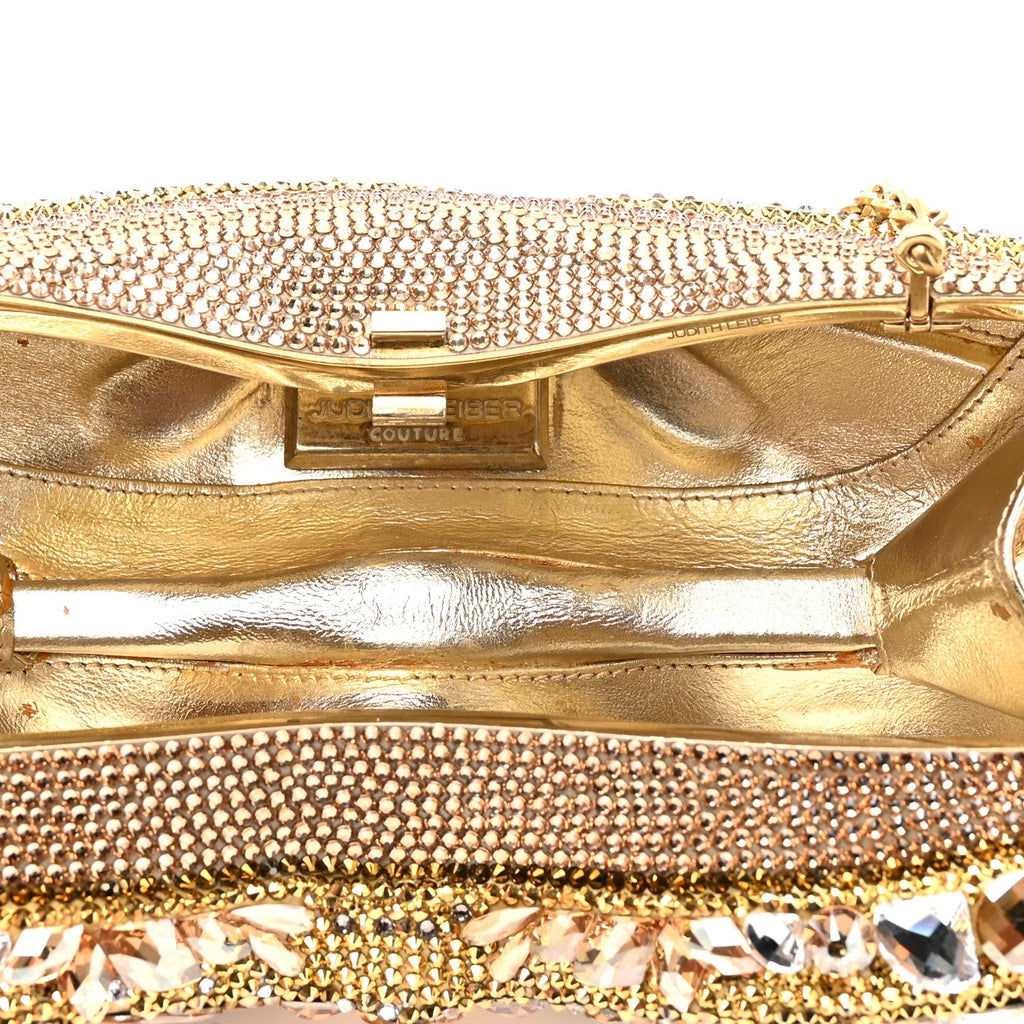 Crystal Sunglass Minaudiere Clutch Gold Silver