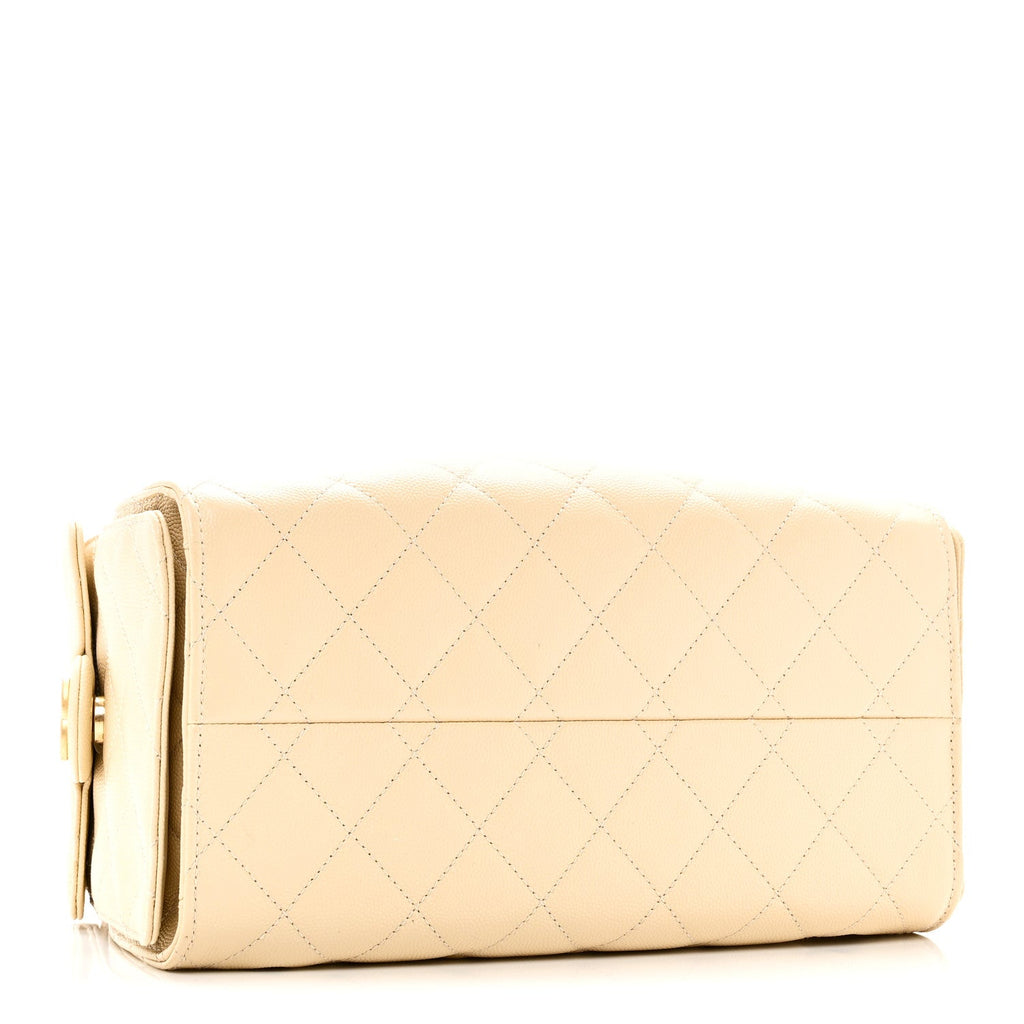 Caviar Quilted Small Chanel 25 Handbag Light Beige