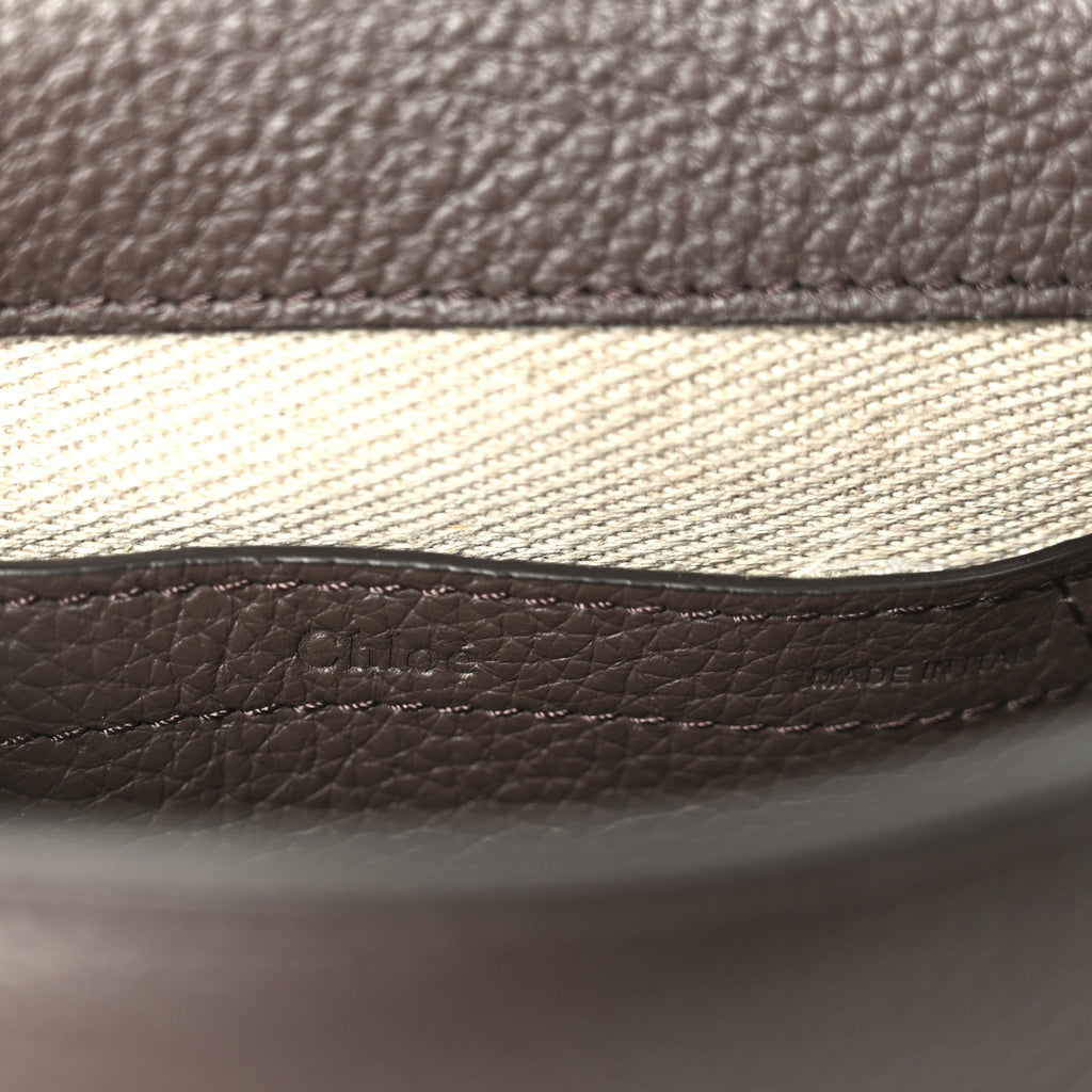 Grained Calfskin Small Marcie Round Crossbody Bag Bold Brown