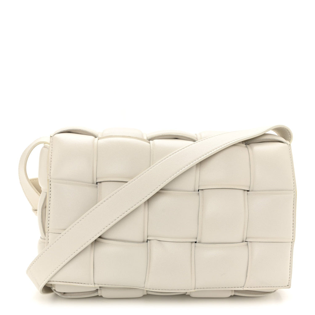 Nappa Maxi Intreccio Padded Cassette Crossbody Bag Chalk
