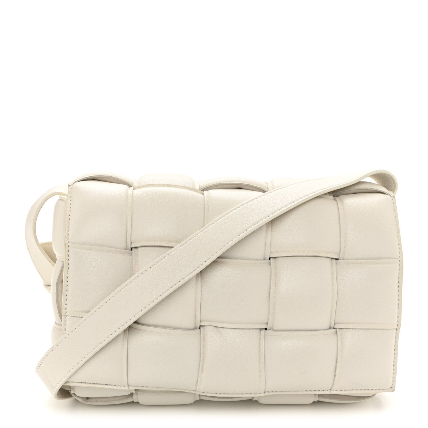 Nappa Maxi Intreccio Padded Cassette Crossbody Bag Chalk
