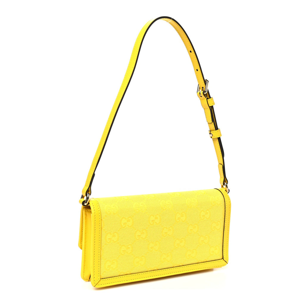 GG Monogram Scratch Lux Calfskin Mini Luce Shoulder Bag Yellow