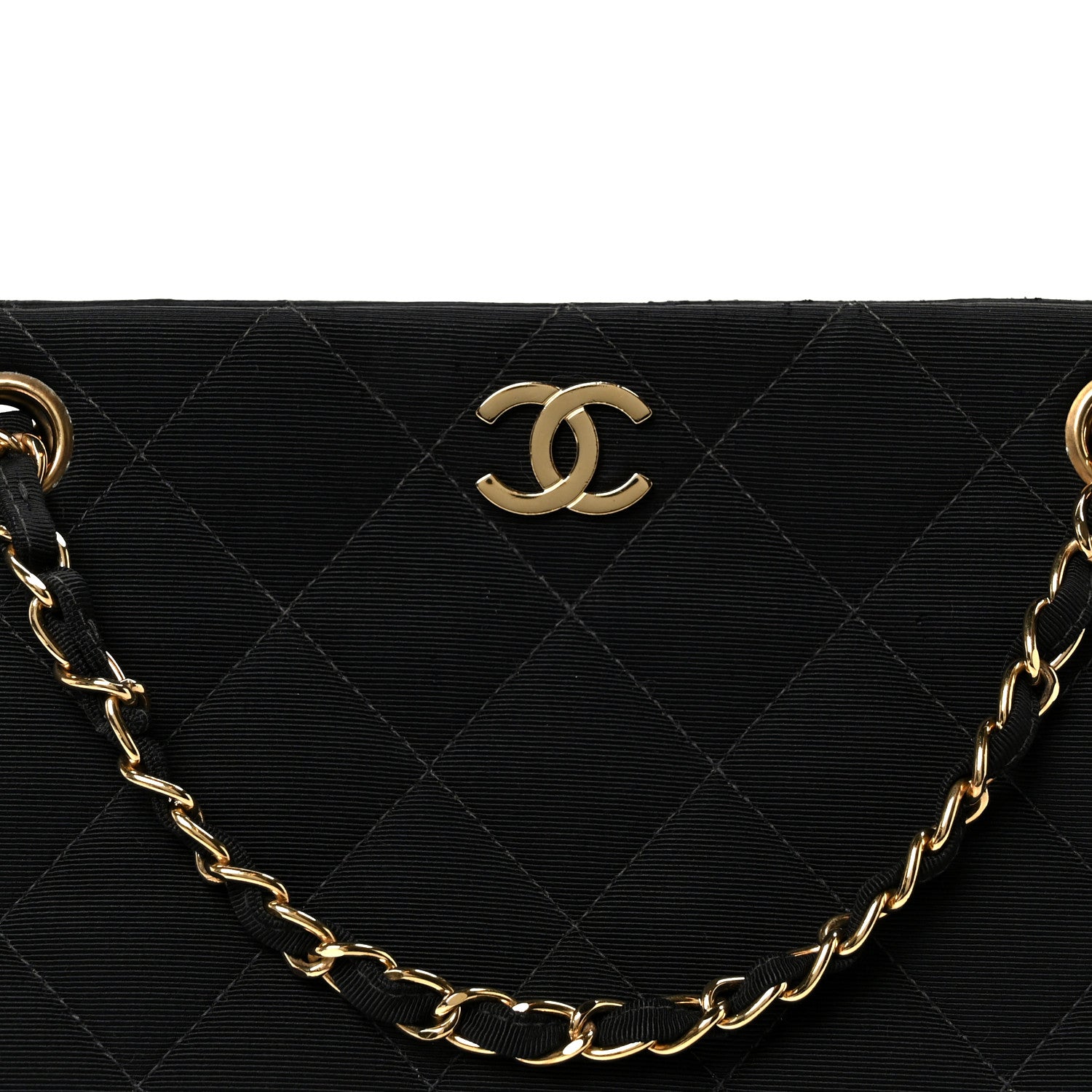 Grosgrain Quilted Shopper Tote Black