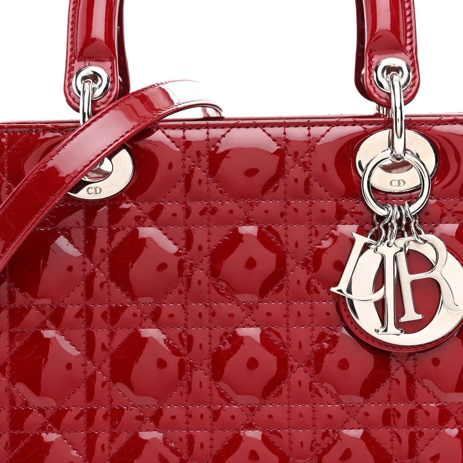 Patent Cannage Medium Lady Dior Red