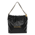 Shiny Calfskin Quilted Small Chanel 22 Black