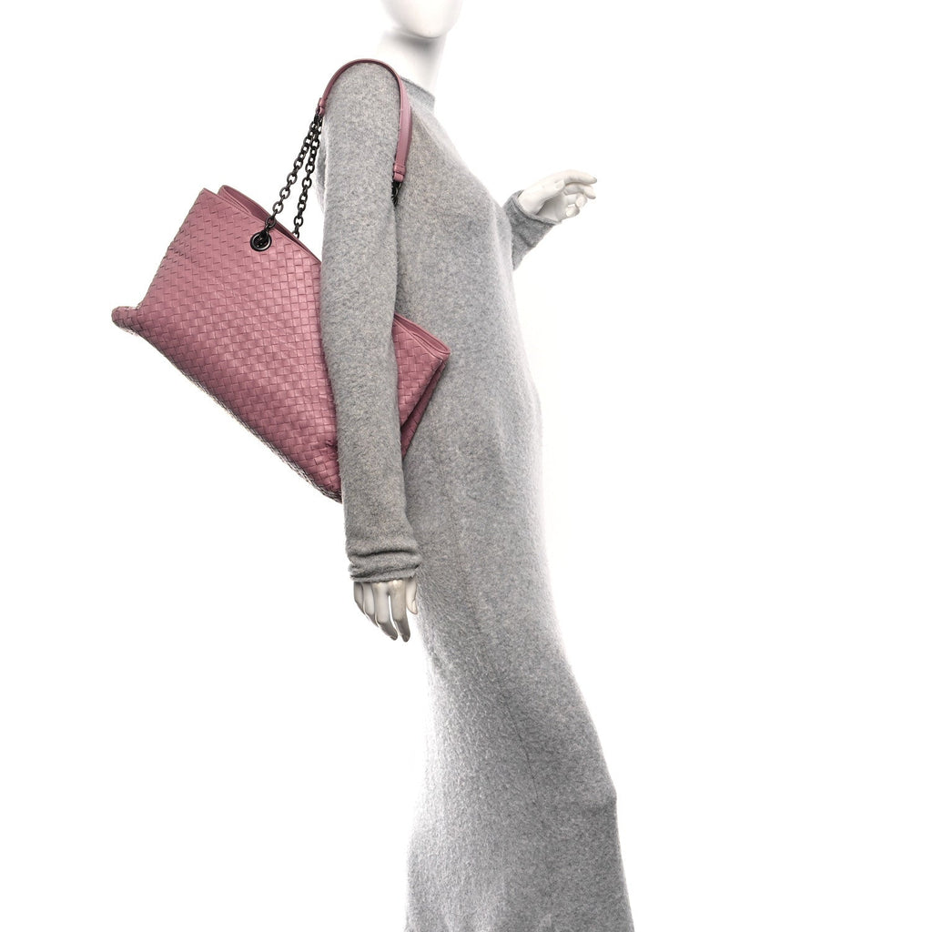 Nappa Intrecciato Large Classic Chain Strap Tote Glicine