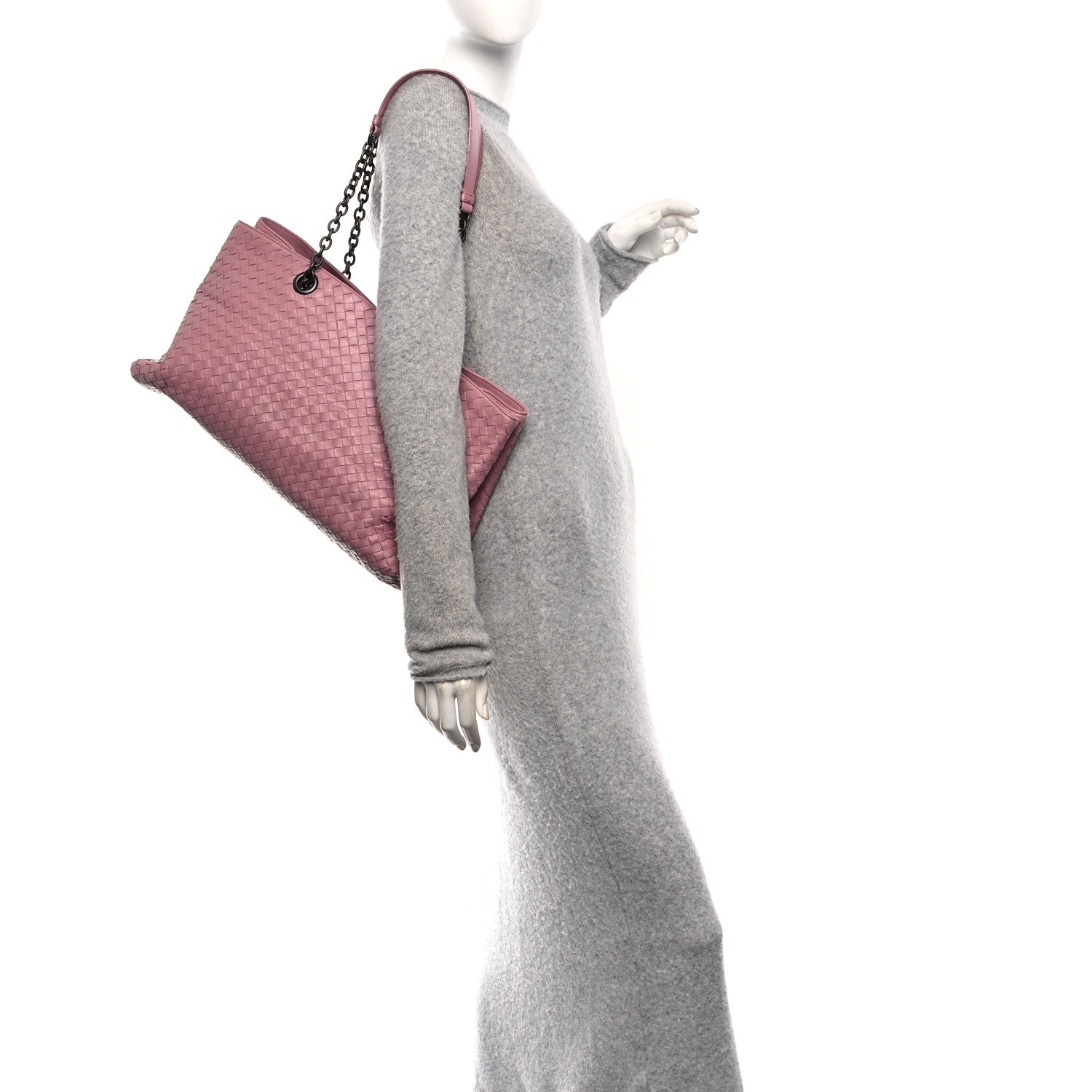Nappa Intrecciato Large Classic Chain Strap Tote Glicine