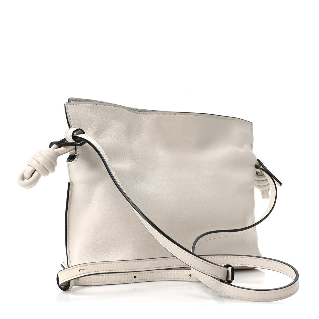 Calfskin Mini Flamenco Knot Clutch Soft White