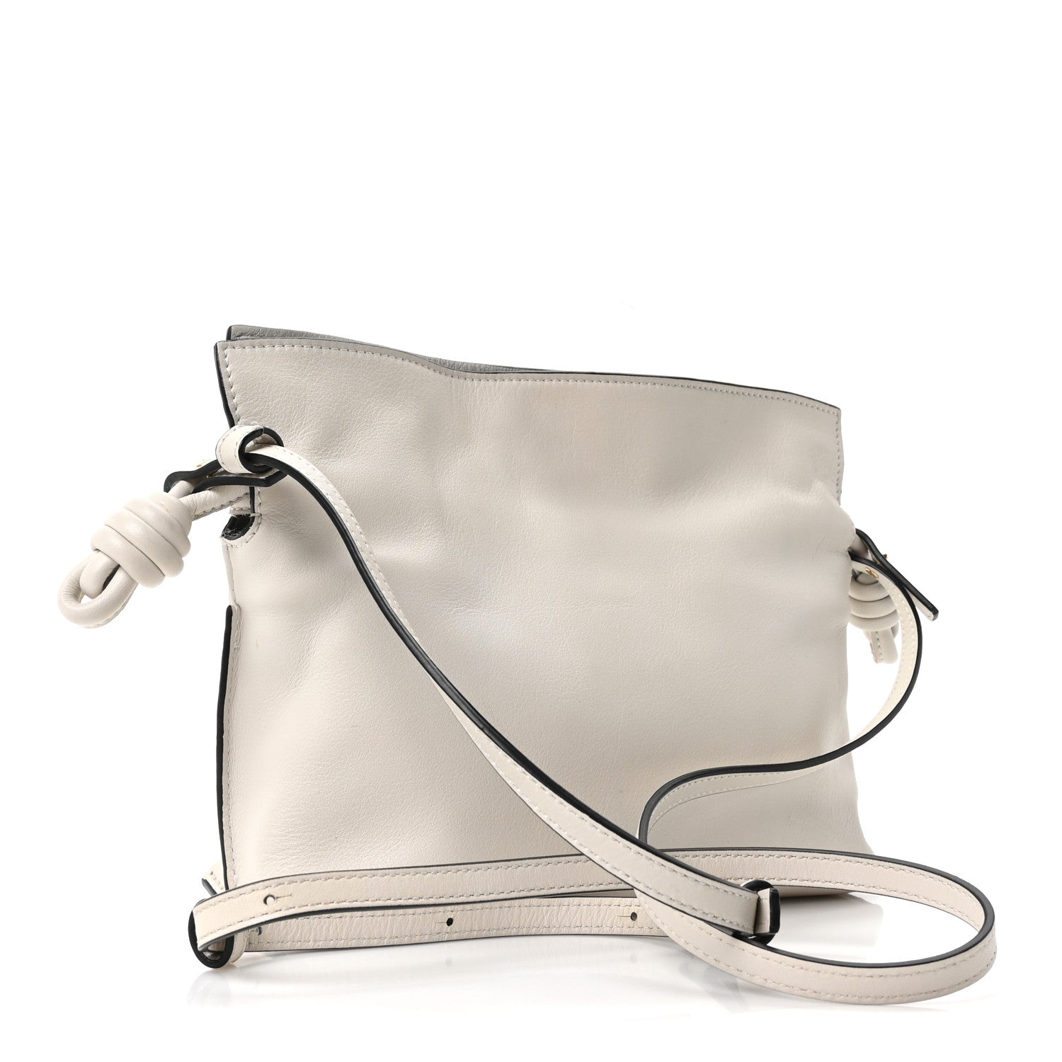 Calfskin Mini Flamenco Knot Clutch Soft White