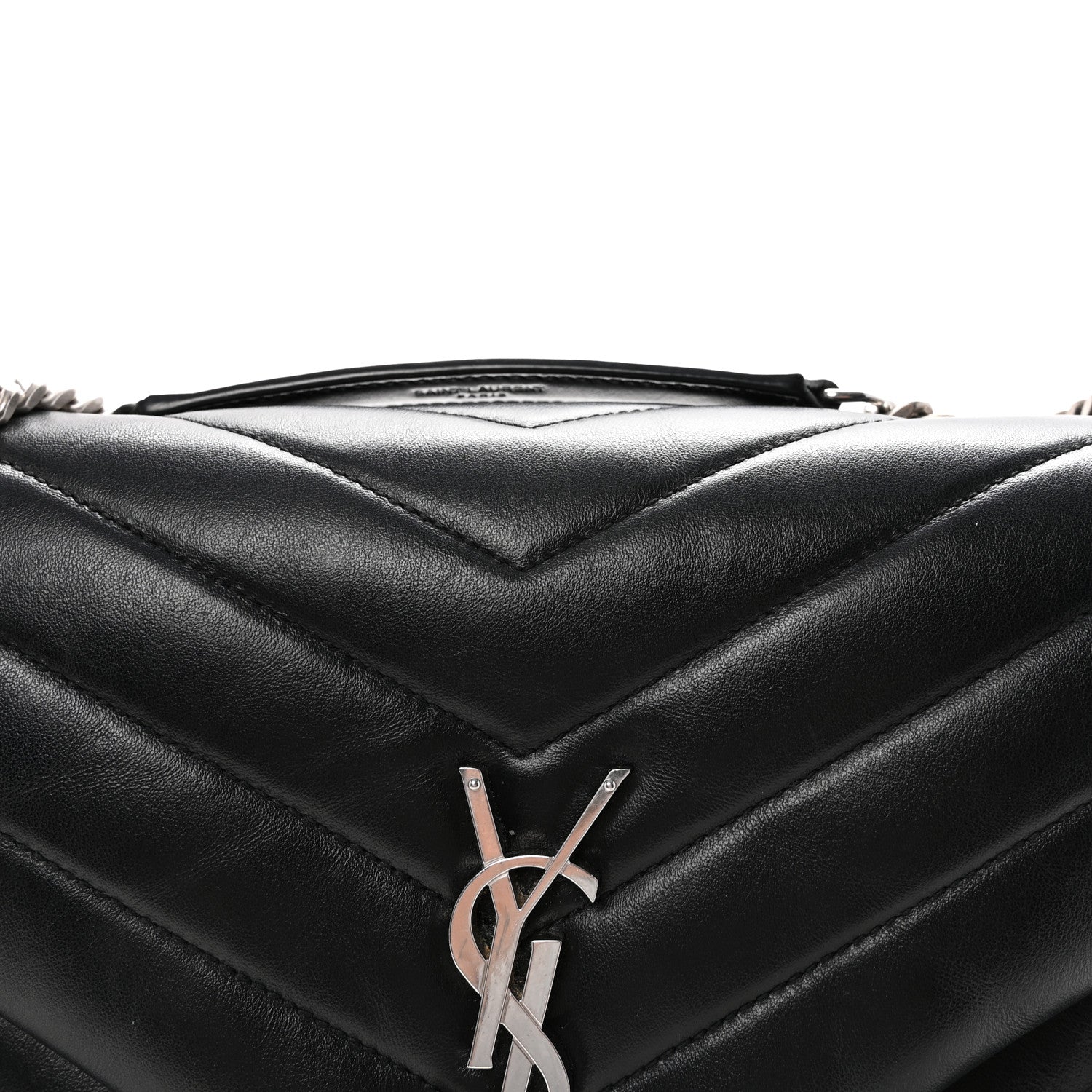 Calfskin Y Quilted Monogram Medium Loulou Chain Satchel Black