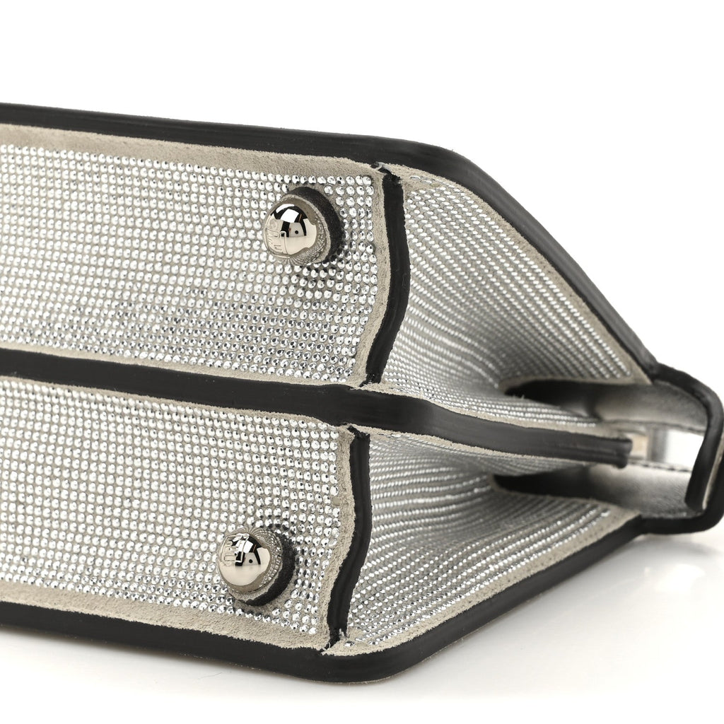 Crystal Vitello Laminato FF Petite Peekaboo I SEE U Satchel Crystal Argento