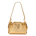 Metallic Caviar Quilted Mini Chanel 25 Handbag Gold
