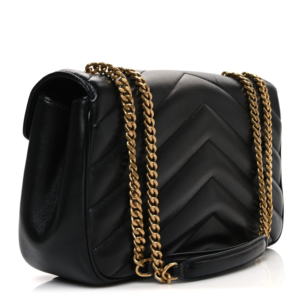 Lambskin Chevron Quilted Medium Loulou Black